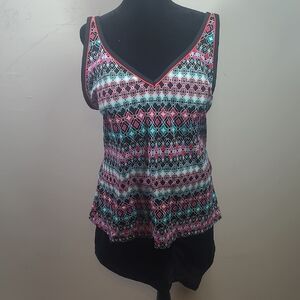 Vibrant Patterned Two-Piece Swimsuit